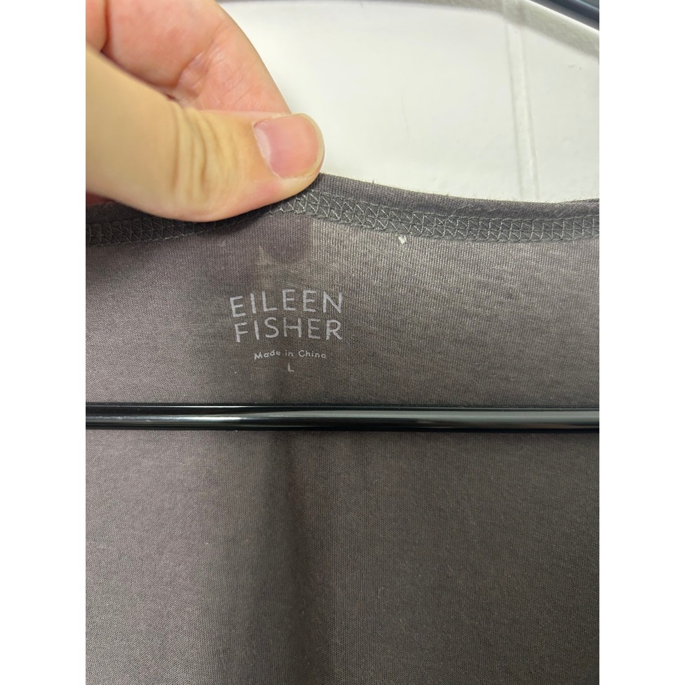 Eileen Fisher Shirt Women L Gray Organic Cotton Long Sleeve lagenlook minimalist - Picture 4 of 9
